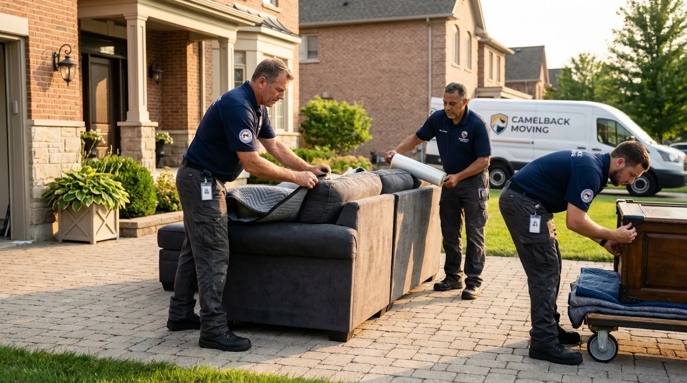 Large estate moving crew wrapping furniture in Vienna, GA